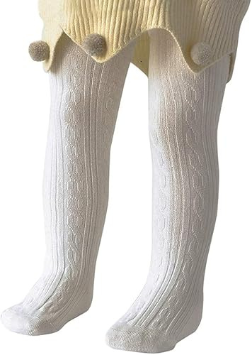 Zando Medias para bebé niña de 0 a 4 años, medias de gateo para bebé, leggings de bebé, medias térmicas para niños, medias de ballet para niñas, Blanco, 6-12 meses