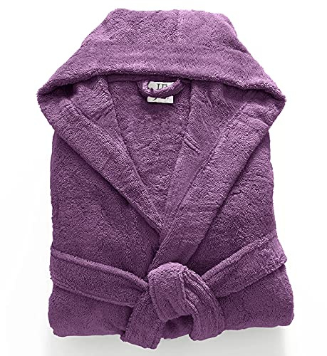 Jasmin Elinor Mens Ladies Unisex Egyptian Cotton Terry Towelling Hooded Bathrobe Dressing Gown (XXXXX-Large, Purple)