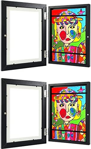 MZNTBW Kinder Kunstrahmen Frontöffnung | Kinderzeichnungen | A4 Acryl Kunst Fotorahmen für Kinder | Kinder Kunstfotorahmen für ca. 50-150 Bilder wechselbar Wohnkultur,2 Stück, Schwarz