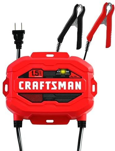 CRAFTSMAN Cargador y mantenedor de batería, CMXCESM259, 3 en 1, Totalmente automático, 1.5 amperios, 6 voltios, 12 voltios, para automóviles, SUV, Camiones y baterías Marinas