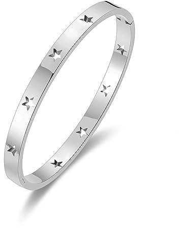 Philip Jones Stainless Steel Star Bangle (7 Inch)