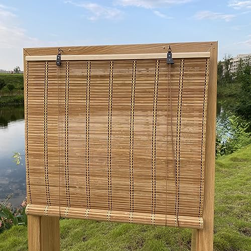 XiuXiu persianas de bambú Estor Bambu Cortinas Bambu Enrollable Exterior Filtro de luz, Interiores y Exteriores, Patio,Arena 142 x 188 cm