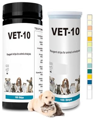 Hzutloer 100 PCS Urine Test Strips 10 in 1 UTI Test Kit for Cat & Dog Pets Diabetes Urinalysis Testing Urinalysis Reagent Strips Multi-Parameter Urine Test Strip for Urinary Tract InfectionUTI
