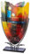 GILDE GLAS art große Deko Vase - handbemalte Glasvase mit Metall Ständer - Dekoration Wohnzimmer Höhe 58 cm Mehrfarbig