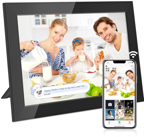 HE Baixu elx - Cadre photo numérique WiFi de 10,1 pouces, cadre photo numérique intelligent avec écran tactile HD 1280 x 800, partager des photos et des vidéos instantanément, cadeau pour amis et
