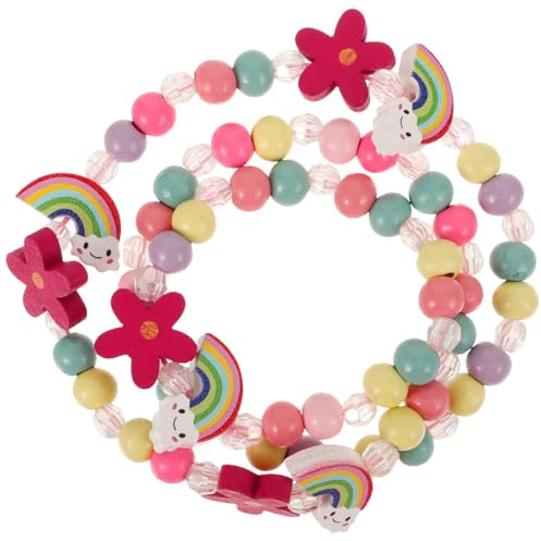 LIFKOME Girls Jewelry Set Rainbow Beaded Necklace and Bracelet Lightweight Kids Costume Jewelry Gift