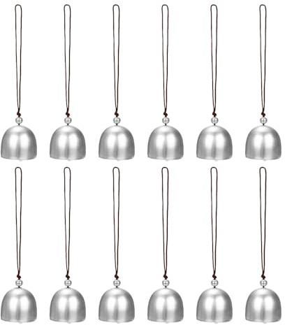 M METERXITY 12-Pz Campane Appese, Piccole Campane Decorative Campanelli a Vento Campanelli Vintage per Decorazioni Natalizie/Casa/Finestra/Giardino, Pendente Campana Appesa [Argento, Caffè]