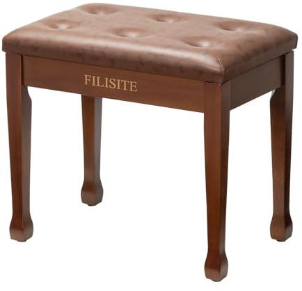 FILISITE Piano Bench with Waterproof Padded Cushion, Makeup Stools for Vanity, Bench for Living Room/Bedroom XJ580-2 (Wood)