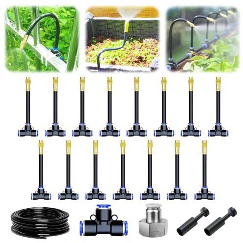 360° Gartenbewässerungssystem, 2025 Automatisches Pflanzenbewässerungssystem mit Sprühkopf, 5M/10M/15M Schlauchset für Gärten, Gewächshäuser & Rasenflächen, wassersparende Bewässerung (15-Meter-Satz)
