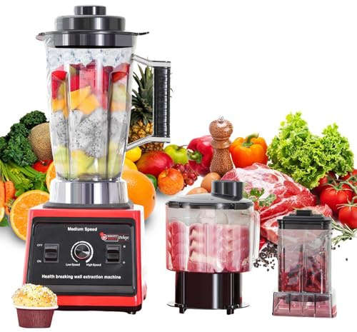 Batidora de Vaso de 9500W, 3 en 1Profesional Licuadora de 3L, Licuadoras Para Zumos y Batidos con 15 Velocidades, Cuchillas 8 Filos de acero inoxidable Blender, Función de Limpieza Automática (B)