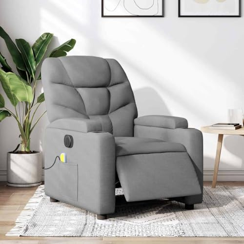 Mimdixy Sedia da letto,Poltrona massaggiante elettrica Grigio chiaro Tessuto Poltrona accogliente