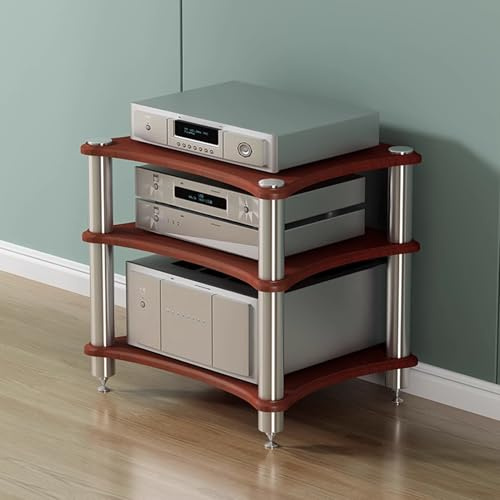 AV Ma Stand 1/2/3/4 ripiani in legno Media Rack Video Content Cabinet per lettore DVD e console di gioco finitura noce 62 cm/24 pollici elegante mensola
