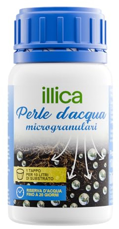 Illica Perle d'Acqua Microgranulari 100g Riserva Idrica per Piante in Vaso Fino a 20 Giorni Palline Gel per Piante Alternativa Drenante Acqua Gel Piante Vacanze