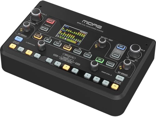 Midas DP48 Mixer monitor personale doppio a 48 canali con registratore su scheda SD, microfono stereo e alimentazione remota