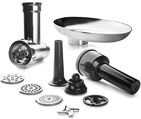 Lacor 69685 Set Tillbehör Viskare, Tillbehör Kött eller göra sås, Piper och Kibbe, 4 Hacking Cucks, Rostfritt stål, Svart, INOX