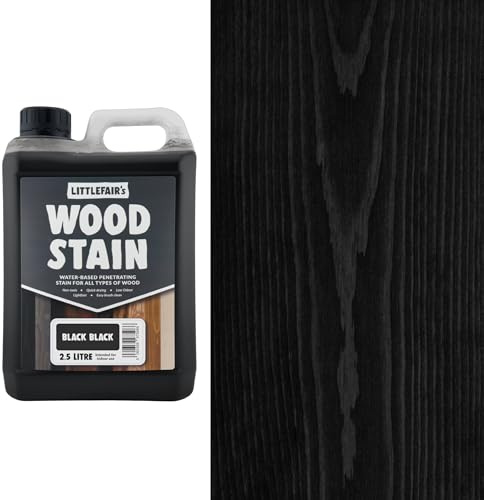 Littlefair's Wood Stain Water-Based - (Black Black) – Non-Toxic, Eco-Friendly & Quick Drying - Easy-to-Apply, Concentrated Formula for All Wood Types – 2.5 LTR