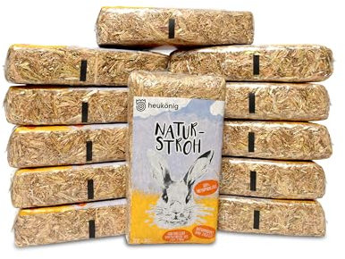 Heukönig - 100% Natürliches Stroh in 12x1kg Beuteln - Staubfrei und Umweltfreundliches Naturstroh, handlich Verpackt