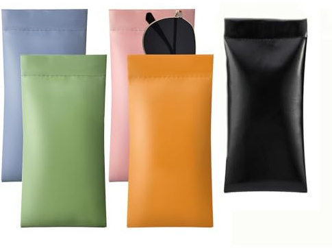 Semazz Custodia Occhiali Morbida,5 PCS PU Pelle Occhiali da Sole Custodia Morbida per Occhiali da Sole per Donne Uomini