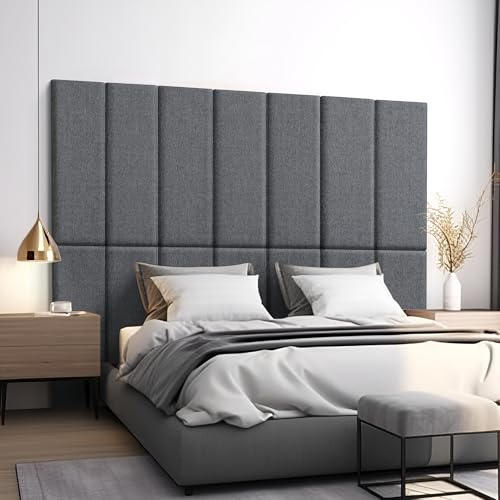 [neu.haus] Väggkuddar Carpino set om 2 90 x 30 cm, väggkudde, textil, mörkgrå, väggpaneler, vadderad huvudgavel för säng, klädselpanel för limning
