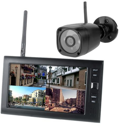 Andoer Wireless Security Camera DVR System with 720P Camera and 7 Inch LCD Monitor Manual/Loop Video Recording Photo Night Vision 30M Transmission Range for Home Office Warehouse Shopping Mall