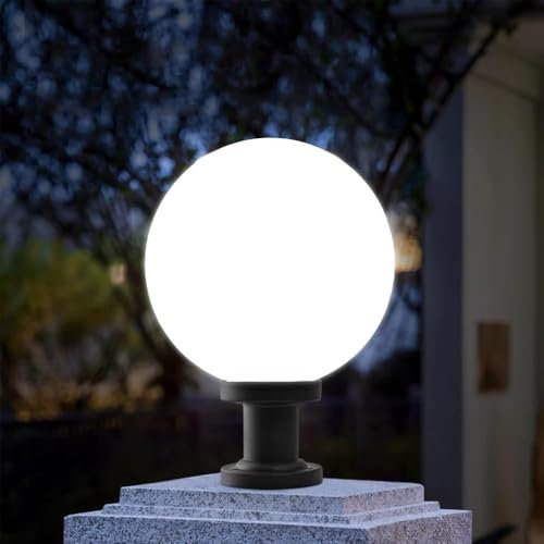 Mengjay Lampada da esterno,plastica nera, dischi acrilici, lampada da sentiero in stile rustico retrò, impermeabile IP65, per giardino esterno, balcone, terrazza, decorazione di vialetti (25cm)