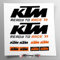 Aufkleber-Set kompatibel mit Tank und Motorradhelm, Ready to Race, schwarz, orange, Unterseite aus transparentem Vinyl, einfache Anbringung, UV-Druck, Schriftzug Logos. Stickersland®