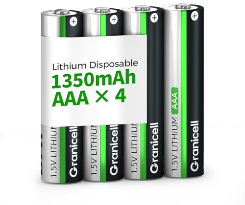 Granicell Confezione da 4 Batterie AAA Litio - 1350 mAh 1.5V Non Ricaricabili Pile AAA, Durata Prolungata & Prestazioni Costanti AAA, Per Fotocamere, Torce, Giocattoli e Dispositivi Elettronici