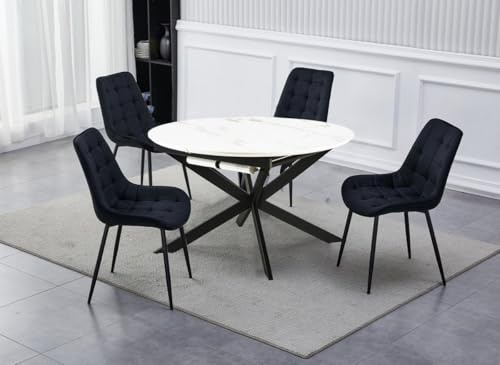 DecoInParis Table à Manger Ronde Extensible Blanc Koby
