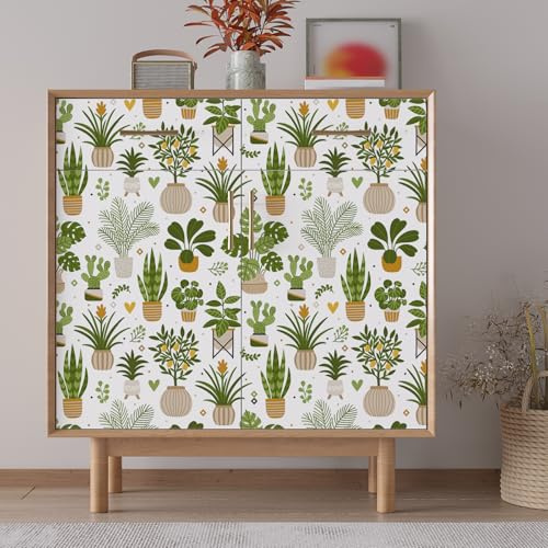 VaryPaper Carta da Parati Foglie Verde Pellicola Adesiva Motivi Vegetali Moderna 44.5cmx200cm Adesivi Decorativi per Mobili Bianca Opaca Carta da Parati Camera Letto Bambini Bagno Armadio Cassetti