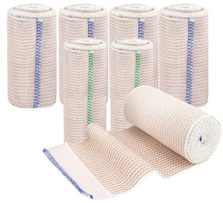 eupdd 6 Pezzi Vendaje de Compresión: 10cm/15cm × 4.5m Rollos de Vendaje Elástico, Vendas con Cierre Automático, Autoadhesivo y Reutilizable, Soporte para Tobillo, Rodilla, Pierna