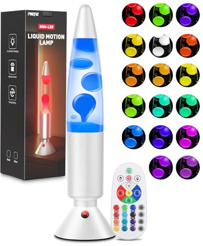 PHEJIE T90753-S-14-EU Lámpara líquida con cambio de color RGB de 36 cm con mando a distancia: luz ambiental con ciclo automático para dormitorios infantiles, decoración de escritorios de oficina