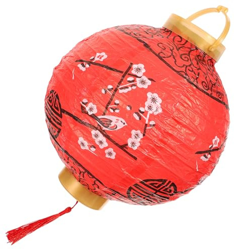 SEWACC Lanterne en Papier Rouge à Motif Prunier Décoration Suspendue Japonaise pour Fête Festival et Mariage Luminaire Lumineux sans Pile Ambiance Festive et Colorée