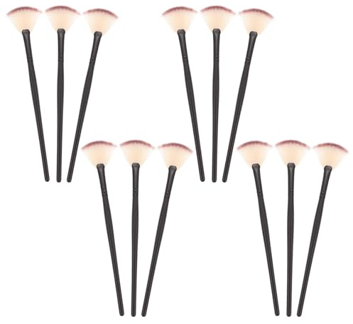 Generic Brocha Aplicadora Facial en Forma de Abanico 12 Pcs Pequeña Negra Pincel para Mascarilla Facial Cepillo Cuidado Piel para Uso Personal y Profesional