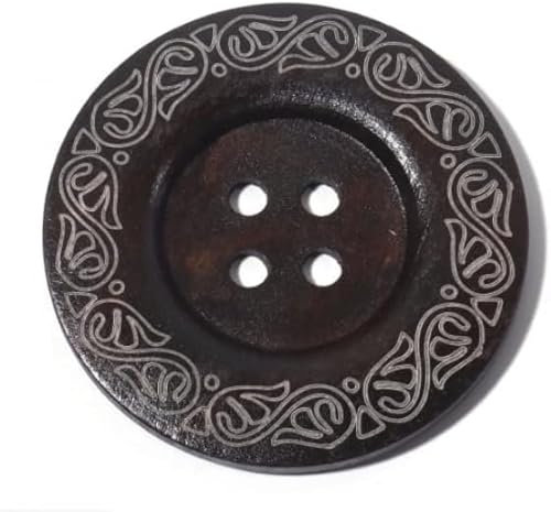 Holzknöpfe 5 Stück 60mm 4-Loch rund kaffeebraun Vierloch Knopf