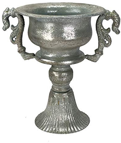 GMMH Copa de ánfora, jarrón decorativo, jarrón de flores, de metal antiguo, vintage, decoración retro (LN30-6, color plateado)