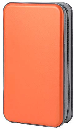 alavisxf xx CD Case Hard, 96 Capacity Plastic Portable Travel CD Case Protective Zipper DVD Case Holder Disc Car Storage Wallet Bag (96 Capacity, Orange)