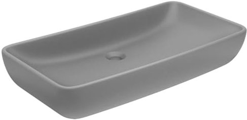 vidaXL Luxus Waschbecken Rechteckig Waschtisch Aufsatzwaschbecken Waschplatz Handwaschbecken Aufsatzwaschtisch Matt Hellgrau 71x38cm Keramik
