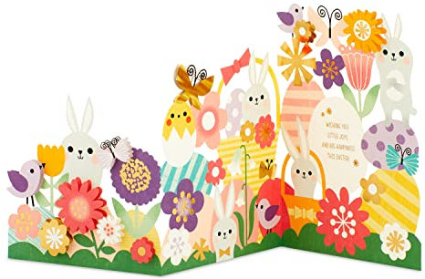 Hallmark Tarjeta de Pascua con diseño de acordeón plegable con flores y conejos