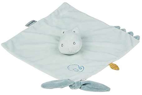 Nattou Schnuffeltuch aus Polyester, Krokodil Romeo, Wegbegleiter ab der Geburt, Ca. 27 x 27 cm, Romeo, Jules und Sally, Hellblau