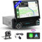 Wireless CarPlay Autoradio 1 Din, Hikity Autoradio Bluetooth 1 Din con Motorizzato Schermo da 7 Pollici Android Auto Mirror Link Radio FM USB SWC Retrocamera