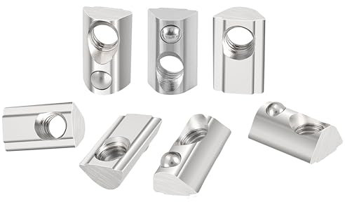 HXJDAM 40 piezas de ranuras M5 ranura 8 con bola de centrado, ranuras T 30 series M5, perfil de aluminio 30 x 30, tuerca deslizante de acero al carbono con bola de resorte para impresora 3D de perfil