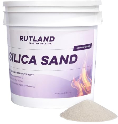 Rutland Silica Sand, Decorative Fireplace Sand, Base Layer Filler for Gas Log Fireplaces, 13 lb Pail, Natural