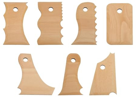 7-delars Keramisk Verktygsset för Lera, Träribbor och Formverktyg, Professionell Keramisk Skulptering och Modellering