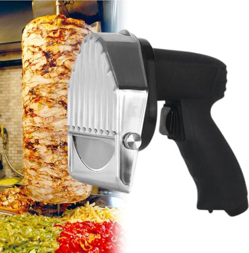 LFfwynog Affettatrice per Kebab Turca Senza Fili, Coltello Automatico per Kebab, Due Lame, Silenzioso, Facile da smontare, per casa e ristoranti