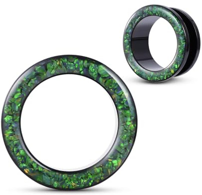 COOEAR Gauges For Ears, Surgical Steel Plugs, Flesh Stretchers Earrings, Size 2g to 1 Inch Black Screw Tunnels Piercing.