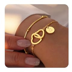 TINGN Cadeaux de Pâques, bracelet en forme de cœur pour enfants et filles, bracelets personnalisés avec lettres de A à Z, cadeaux personnalisés pour femmes et filles, cadeau de demoiselle d'honneur