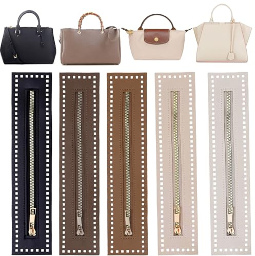 5 Piezas Cremalleras de Cuero PU con Agujeros para Ganchillo, Cierre Sintético Multicolor en Proyectos DIY, Costura de Bolsos y Monederos Hechos a Mano