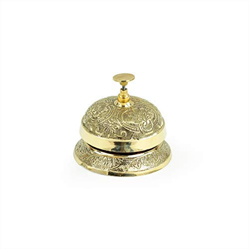 Nagina International Cloche de bureau classique en laiton massif antique avec œuvre d'art traditionnelle | Cloche de bureau bruyante