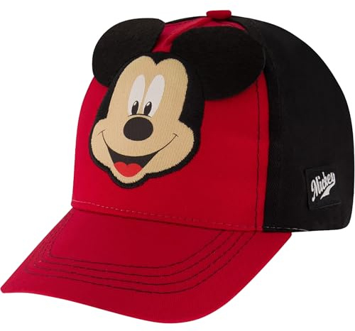Disney Boys Baseball Cap, Mickey Mouse Adjustable Toddler Hat, Ages 2-4, Red/Black