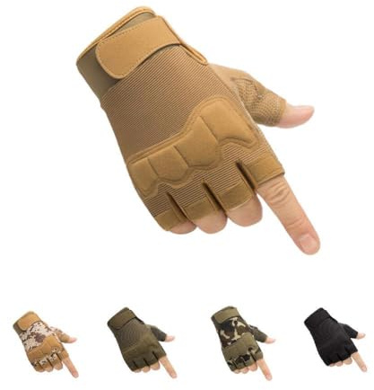 HYCOPROT Gants sans Doigts, Gants de Plein Air Légers, Respirants et Protecteurs pour Escalade, Moto, Camping, Escalade, Plein Air.